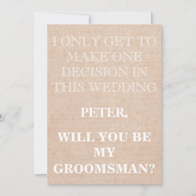 Invitación Su servicio como petición de Groomsman (Anverso)
