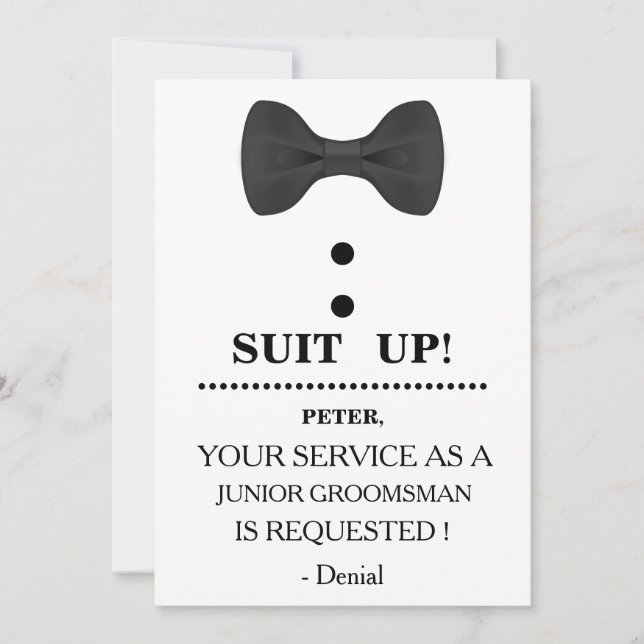 Invitación Su servicio como petición de Groomsman (Anverso)