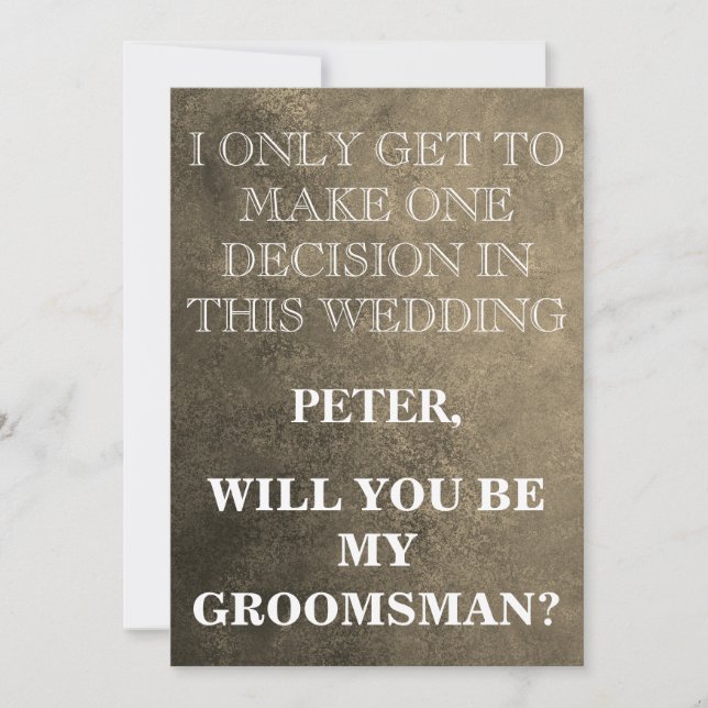 Invitación Su servicio como petición de Groomsman (Anverso)