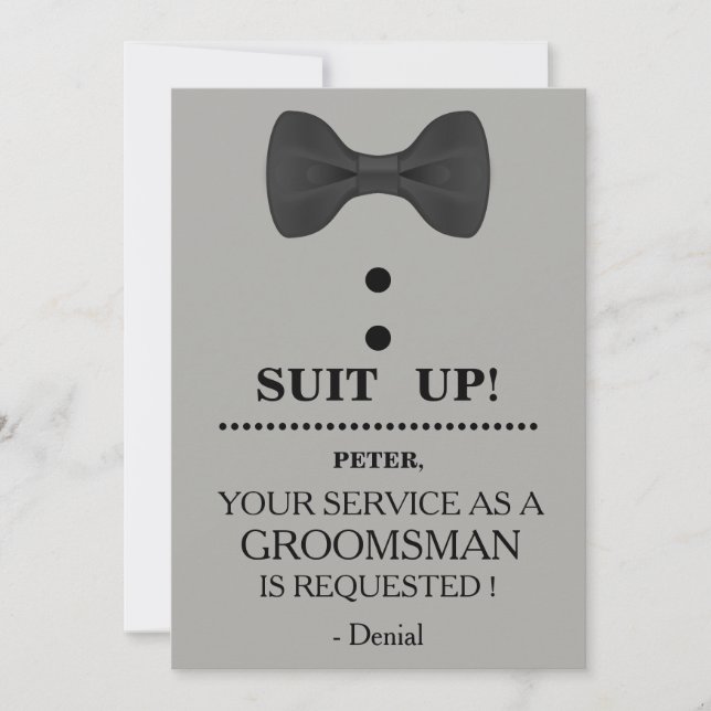 Invitación Su servicio como petición de Groomsman (Anverso)