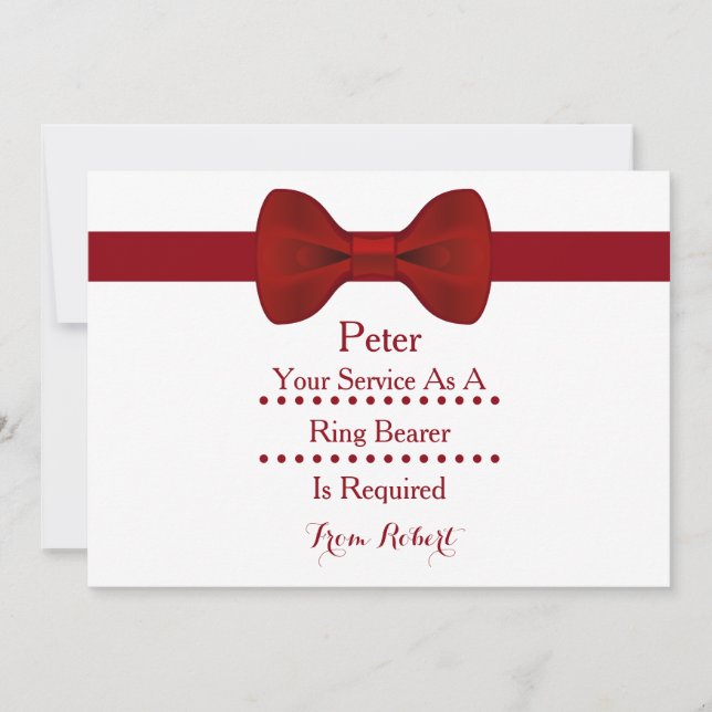 Invitación Su servicio como portador de anillo es arco rojo (Anverso)