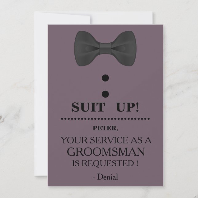 Invitación Su servicio como solicitud de Groomsman (Anverso)