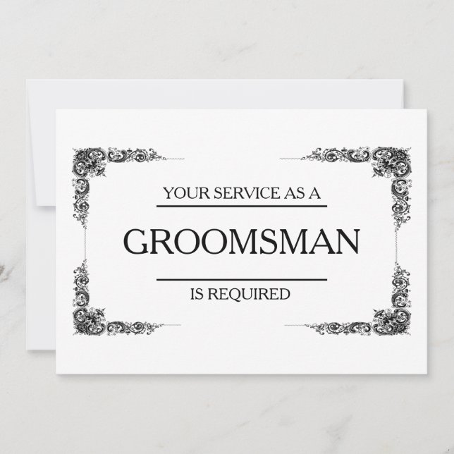 Invitación Su servicio es solicitado como Groomsman (Anverso)