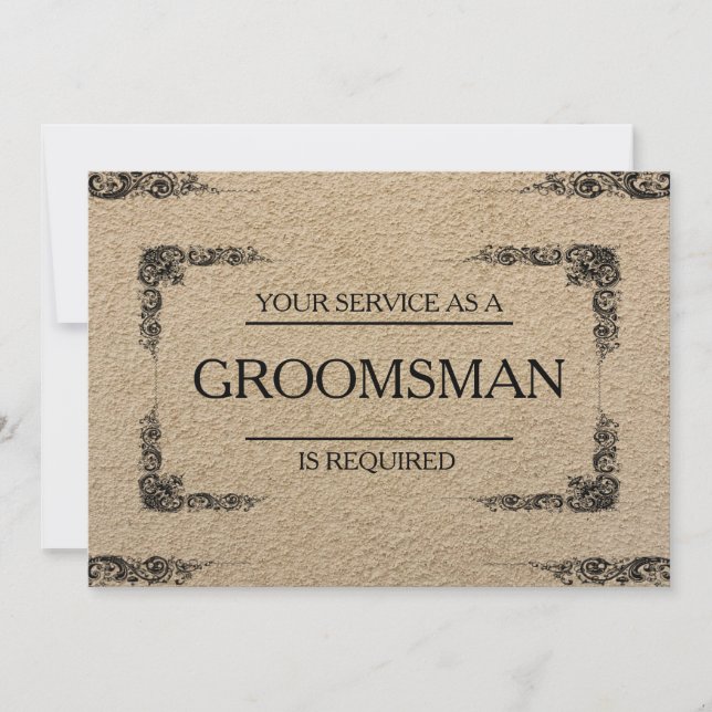 Invitación Su servicio es solicitado como Groomsman (Anverso)