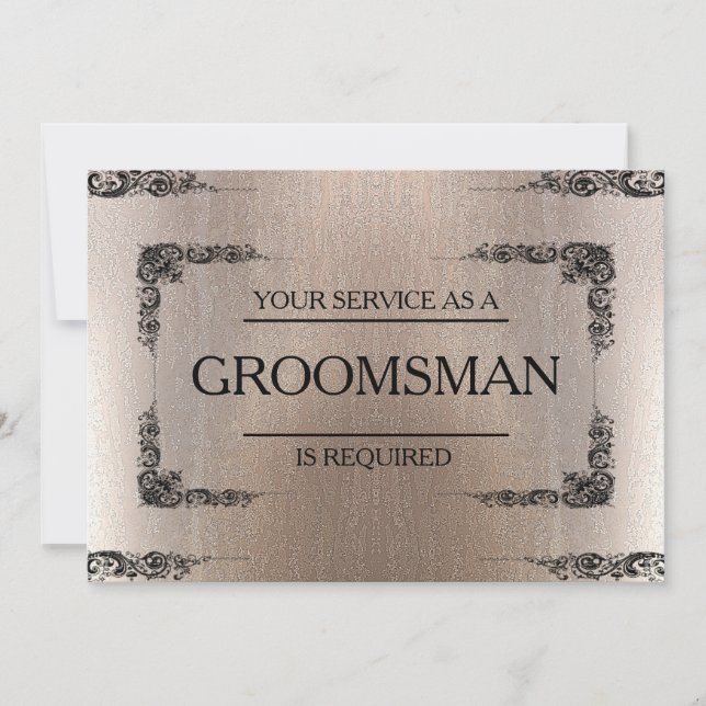 Invitación Su servicio se solicita como desenfoque groomsman (Anverso)