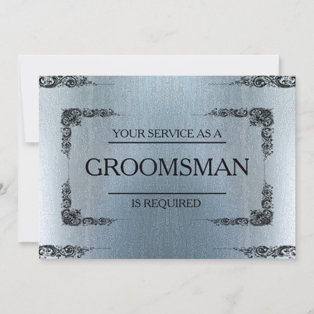 Invitación Su servicio se solicita como desenfoque groomsman (Anverso)