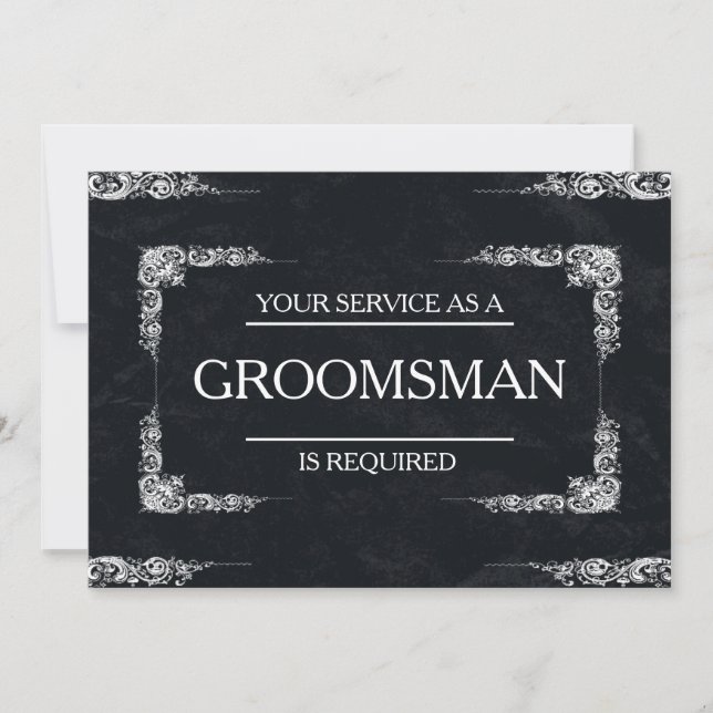 Invitación Su servicio se solicita como Groomsman (Anverso)
