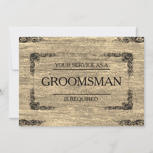 Invitación Su servicio se solicita como Groomsman (Anverso)