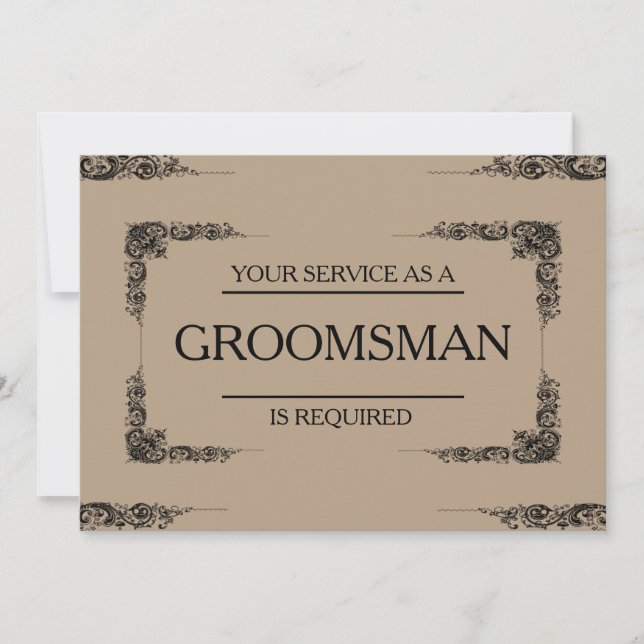 Invitación Su servicio se solicita como Groomsman (Anverso)