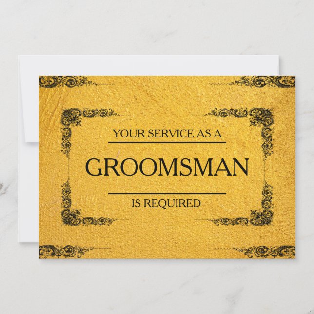 Invitación Su servicio se solicita como Groomsman (Anverso)