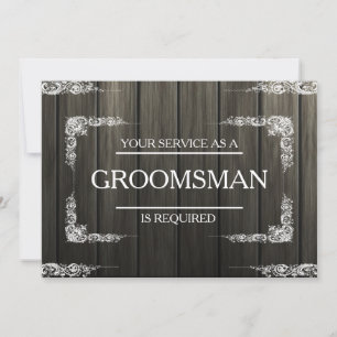 Invitación Su servicio se solicita como Groomsman Wooden