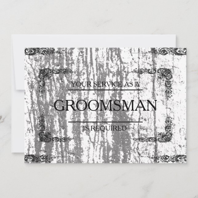 Invitación Su servicio se solicita como Groomsman Wooden (Anverso)