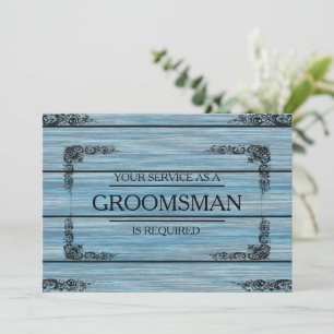 Invitación Su servicio se solicita como Groomsman Wooden Invi