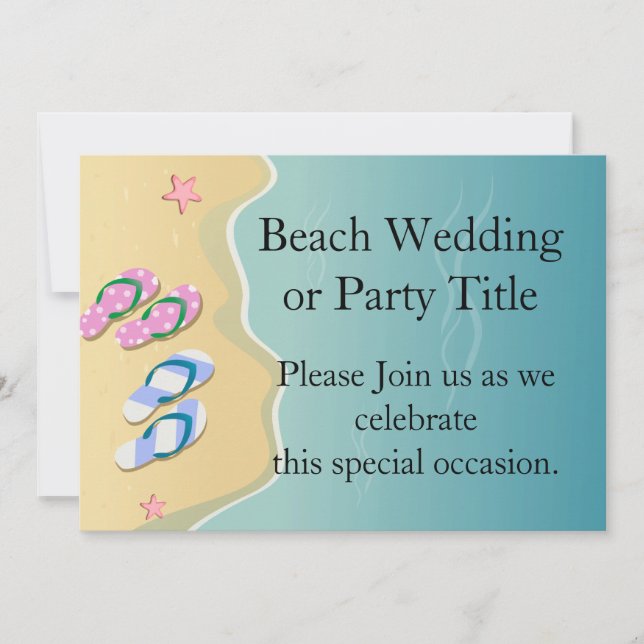 Invitación Su/sus chancletas en la boda de la playa (Anverso)