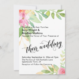Invitación Su tipografía Boda acuarela Boda floral