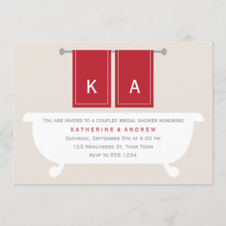 Invitación Su toallas y sus toallas Ducha nupcial {roja}
