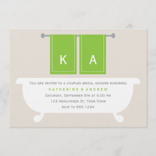 Invitación Su y el suyo ducha nupcial de las toallas {verde}