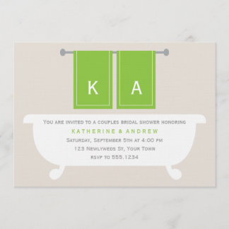 Invitación Su y el suyo ducha nupcial de las toallas {verde}