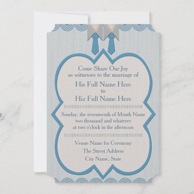 Invitación Su y su Blue Oxford Pinstripe (Anverso)