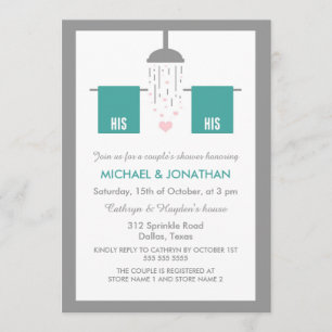 Invitación Su y su   Ducha de pareja gay