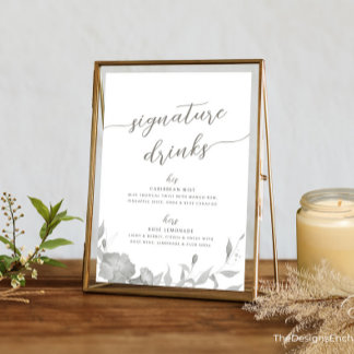 Invitación Su y su firma beben cócteles Poster de Rótulo