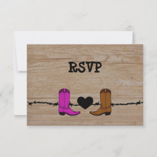 Invitación Su Y Su Vaquero Boots Recepción RSVP