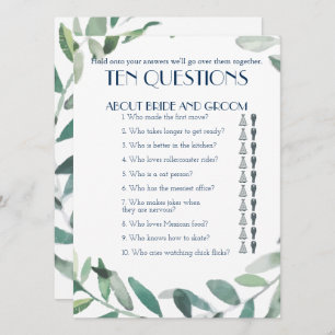 Invitación Su y sus diez preguntas Boda juego