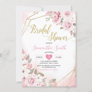 Invitación suave a la ducha de novia rosa rosa ros