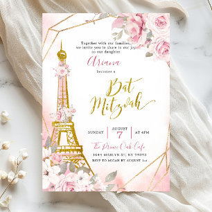 Invitación suave al Bar Mitzvah con rosa rosa páli