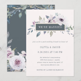 Invitación Suave Blush Floral Violeta y Gris | Estamos Casado