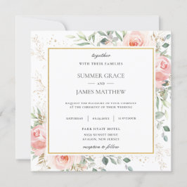 Invitación Suave Boda de vegetación floral rosa Rubor