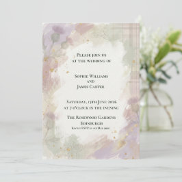 Invitación Suave Cardo de Lavanda y Flor Silvestre Boda Escoc