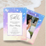 Invitación Suave color de agua pastel foto Sweet 16 Invitació<br><div class="desc">Celebre el día especial de su hija con esta invitación de inspiración pastel. Puedes personalizar la foto a cualquiera de tus hijas para que te acompañe.</div>