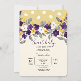 Invitación Suave crema | Colorido baby shower de flores