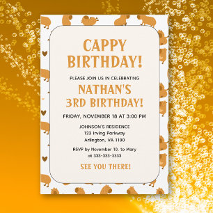 Invitación Suave Cumpleaños divertido de Capybara Marrón para