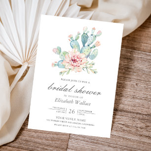 Invitación Suave Desierto Floral Cactus Bridal Shower