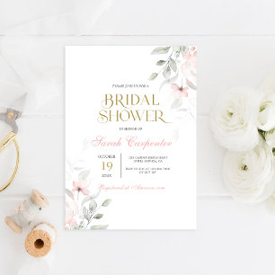 Invitación Suave ducha de novia rosa Rubor