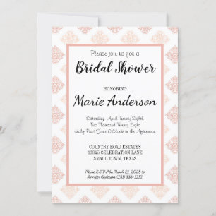 Invitación Suave ducha de novia Rubor Damask de Peachy