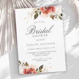 Invitación Suave ducha de novias con flores rojas y blancas