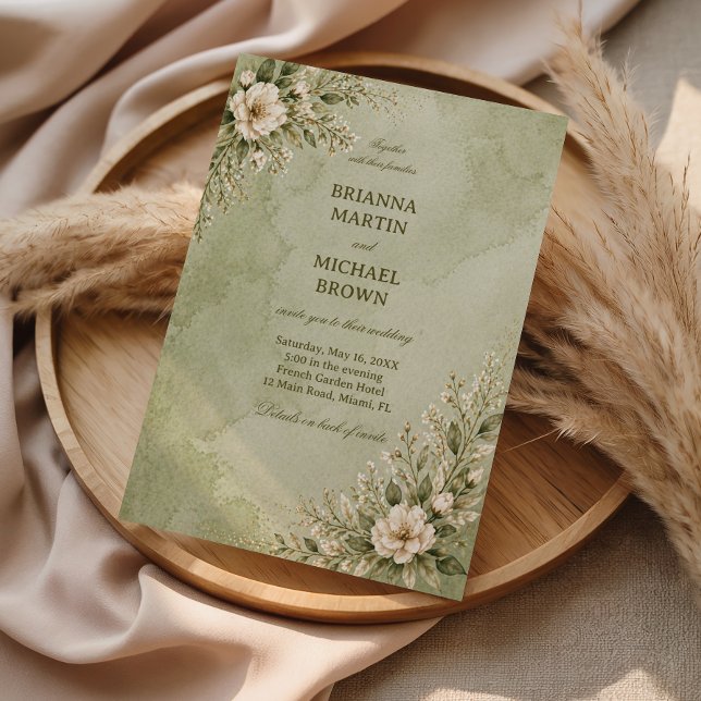 Invitación Suave Floral Salvia (Subido por el creador)