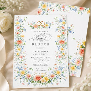 Invitación Suave Floral Silvestre de Acuarela en Tono Rosa Pá