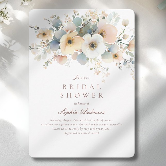 Invitación Suave florecimiento Elegante ducha de novia (Soft Bloom Elegant Bridal Shower Invitation)