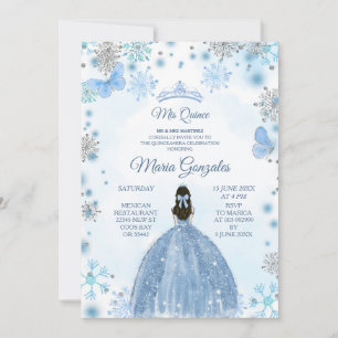 Invitación Suave Mariposa Azul y Dulce Temporada De Invierno