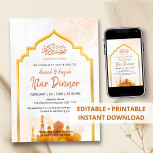 Invitación Suave Mezquita Islámica de Marco Dorado Iftar en A