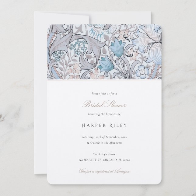 Invitación Suave Pastel Golden Lily Bridal Shower Elegante (Anverso)