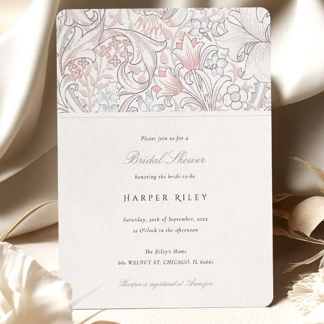 Invitación Suave Pastel Golden Lily Bridal Shower Elegante (Subido por el creador)