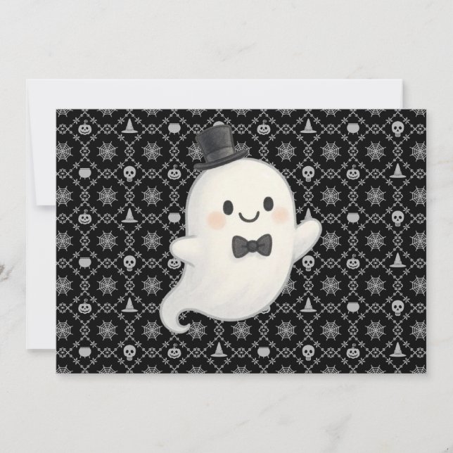 Invitación Suave personalizado fantasma Halloween (Anverso)