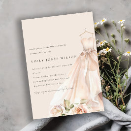 Invitación Suave Rosa Rubor Floral Bridal Vestido Bridal Show