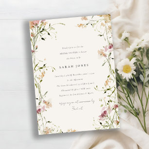 Invitación Suave Rubor Meadow Watercolor Floral Brillante