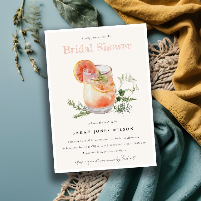 Invitación Suave Rubor Naranja rosa Coctail Bridal Shower (Subido por el creador)
